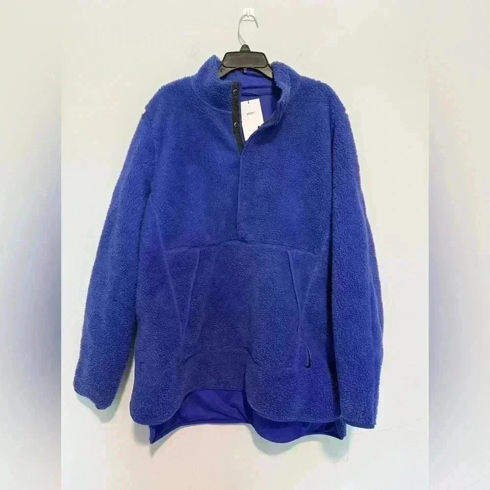NWT Nike Yoga Sherpa Fleece Pullover Jacket Blue Mens Size L $110 - Picture 6 of 6